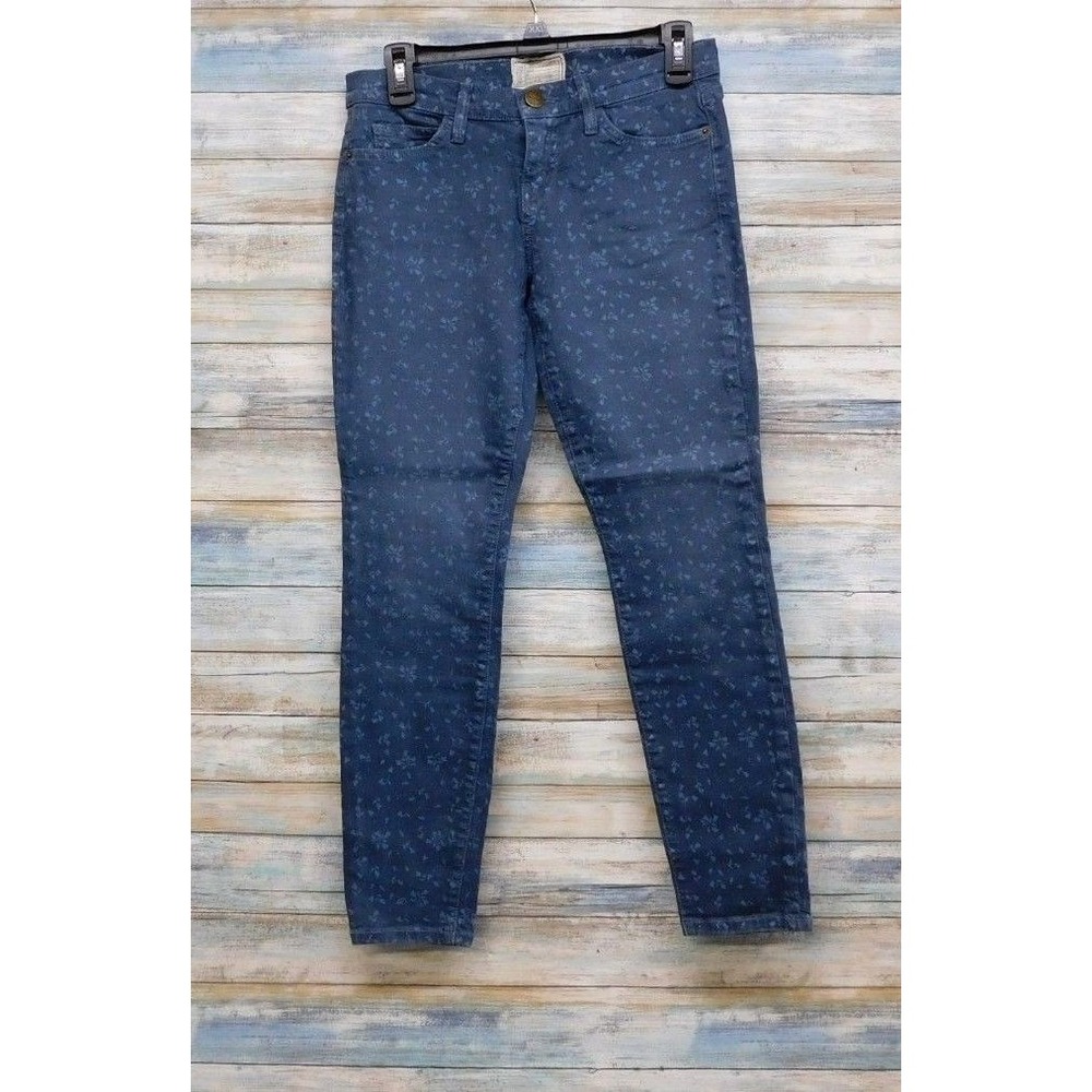 Current Elliott The Stiletto Floral‎ Print Skinny Jeans Blue Indigo Size 0